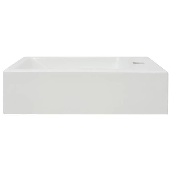 vidaXL Servant med kranhull rektangulært keramisk hvit 46x25,5x12 cm