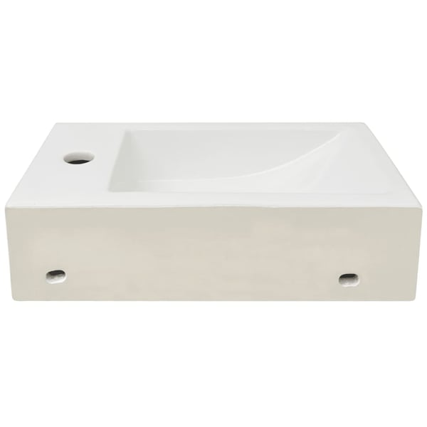 vidaXL Servant med kranhull rektangulært keramisk hvit 46x25,5x12 cm