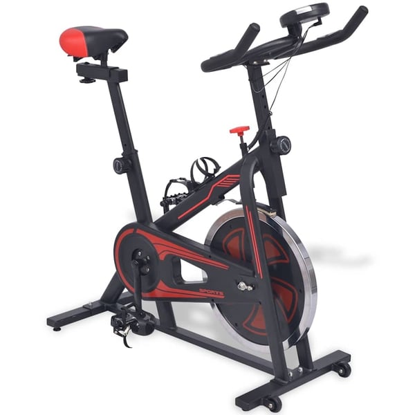 vidaXL motionscykel med pulssensor sort og rød