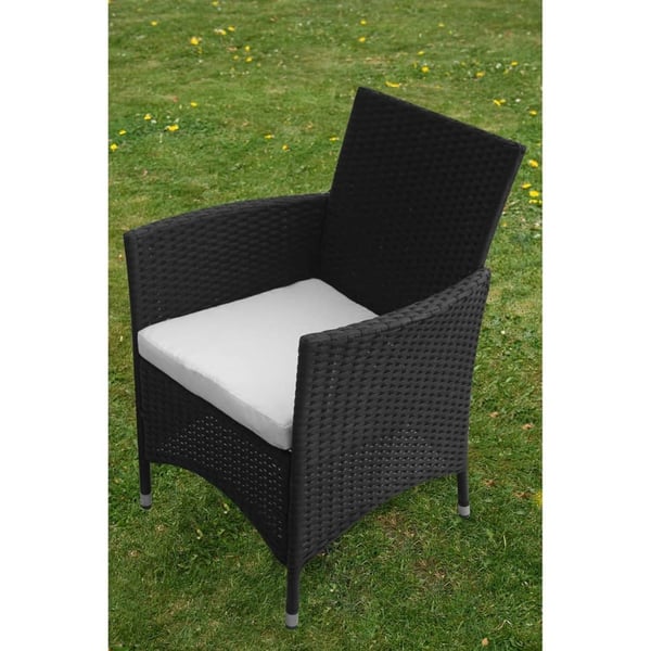 vidaXL udendørs spisebordssæt 5 dele med hynder polyrattan sort
