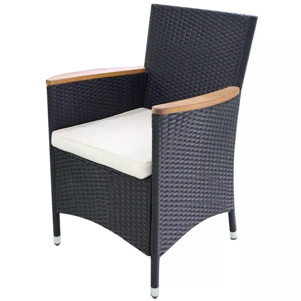 vidaXL havestole 2 stk. med hynder polyrattan sort