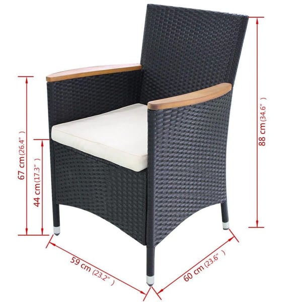 vidaXL havestole 2 stk. med hynder polyrattan sort