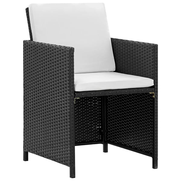vidaXL udendørs spisesæt 11 dele med hynder polyrattan sort