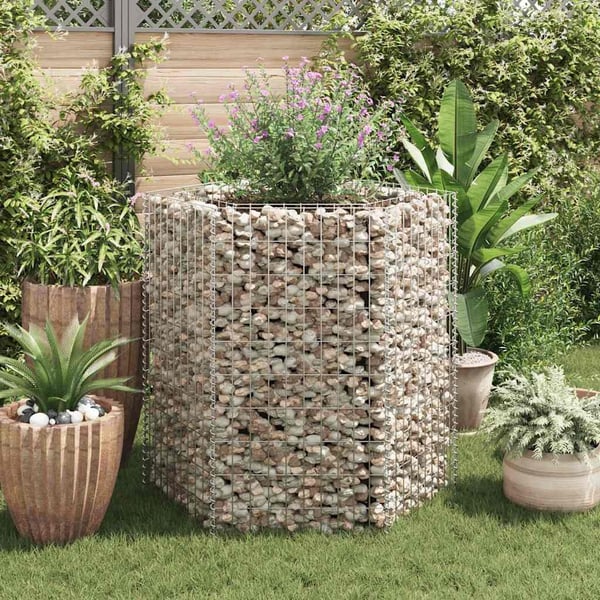 vidaXL Gabion høybed sekskantet 100x90x100 cm
