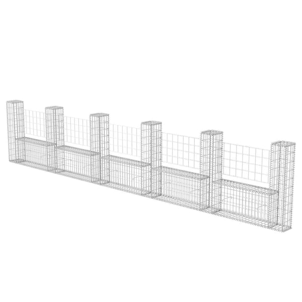 vidaXL Gabionkurv u-form galvanisert stål 570x20x100 cm