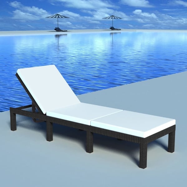 vidaXL liggestol med hynde polyrattan sort