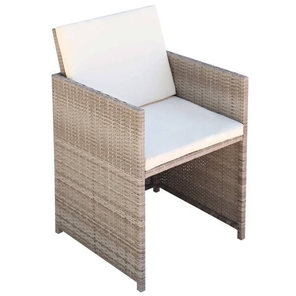 vidaXL bistrosæt 3 dele med hynder polyrattan beige