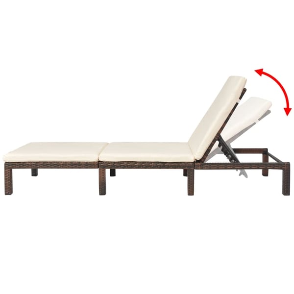 vidaXL liggestol med hynde polyrattan brun