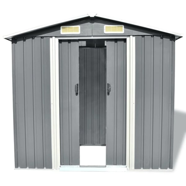 vidaXL Puutarhan varastovaja Metalli 204x132x186 cm Harmaa