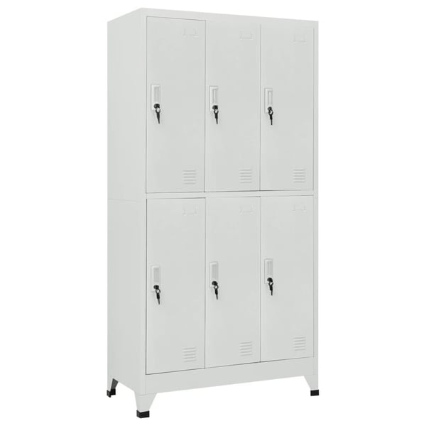 vidaXL Garderob för omklädningsrum med 6 fack stål 90x45x180 cm grå