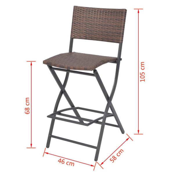 vidaXL foldbart udendørs spisebordssæt 7 dele stål polyrattan brun
