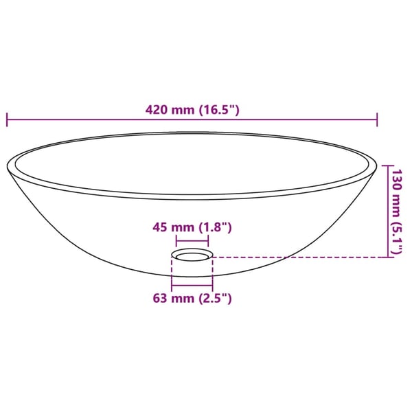vidaXL Servant herdet glass 42 cm svart