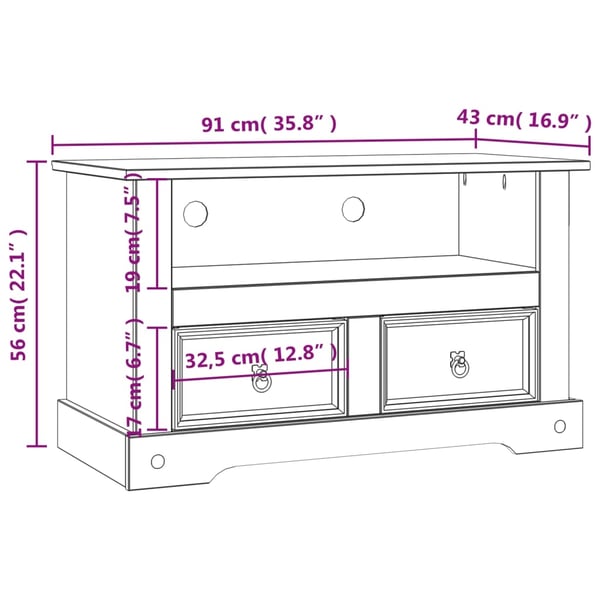vidaXL tv-møbel Corona-serien 91x43x56 cm mexicansk fyrretræ