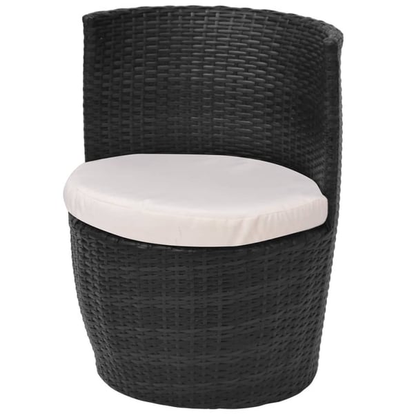 vidaXL bistrosæt 3 dele med hynder polyrattan sort