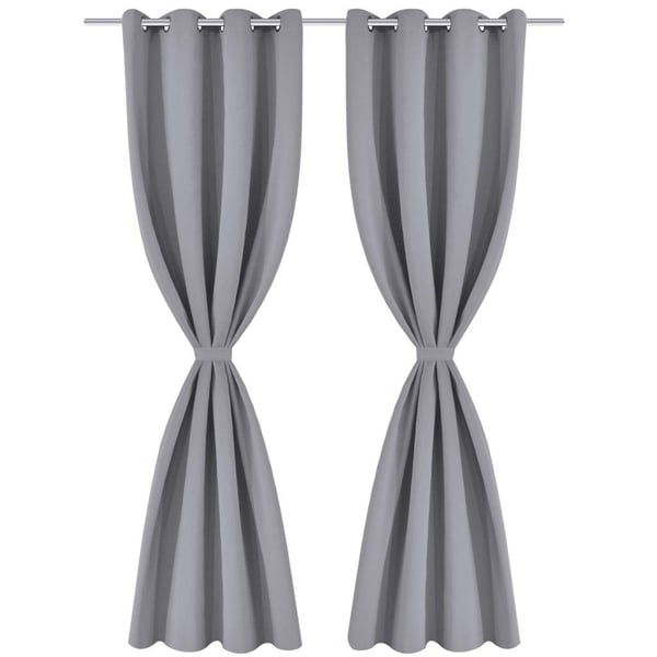 vidaXL Lystette gardiner 2 stk med metallmaljer 135x175 cm grå