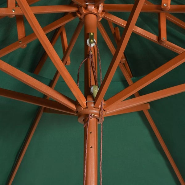 vidaXL Parasoll med lufteluke 270x270 cm trestang grønn