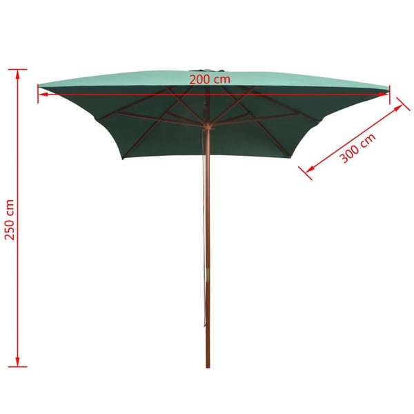 vidaXL Parasoll 200x300 cm trestang grønn