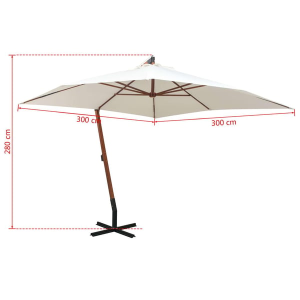 vidaXL Hengeparasoll 300x300 cm trestang hvit
