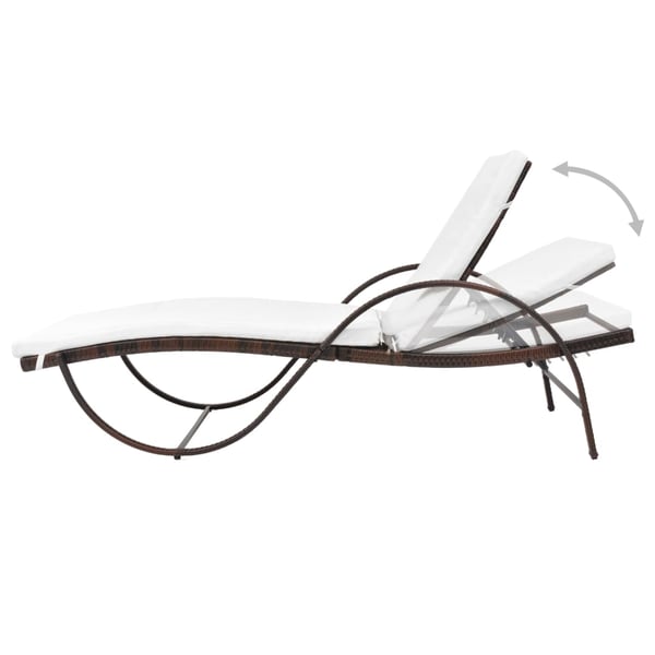 vidaXL liggestol med hynde polyrattan brun