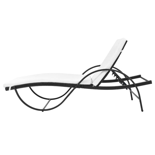 vidaXL liggestol med hynde & bord polyrattan sort