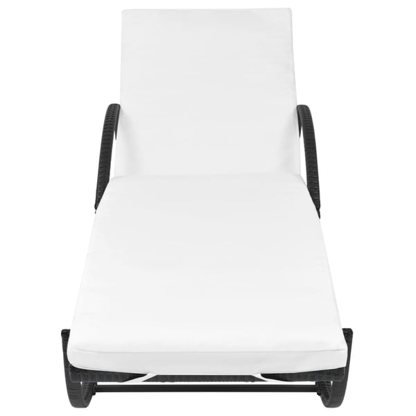 vidaXL liggestol med hynde & bord polyrattan sort