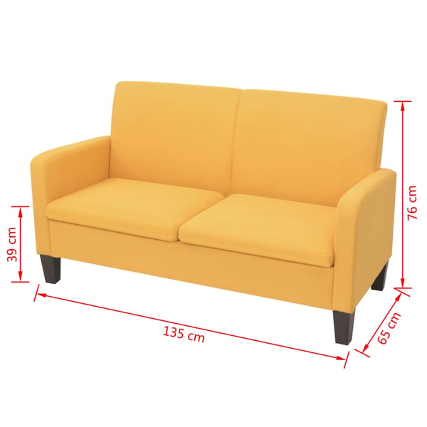 vidaXL 2-sitssoffa 135x65x76 cm gul