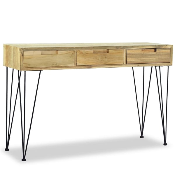 vidaXL Konsollbord 120x35x76 cm massiv teak