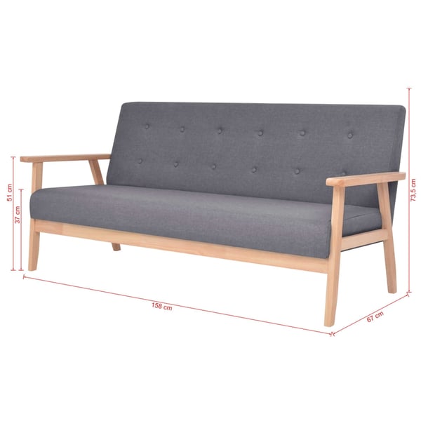 vidaXL 3-personers sofa i stof mørkegrå