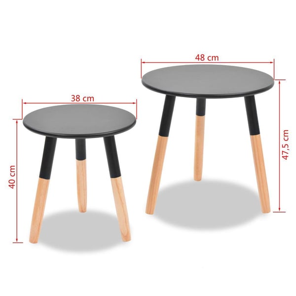 vidaXL Sidebord sett 2 deler heltre furu svart