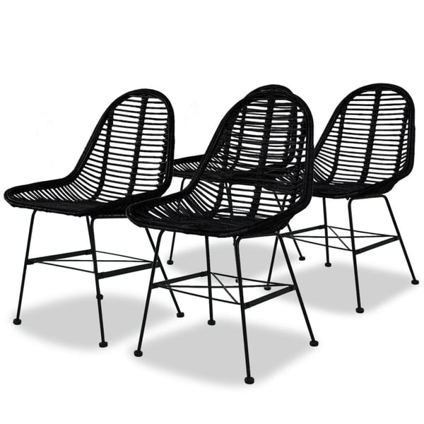 vidaXL spisebordsstole 4 stk. naturligt rattan sort
