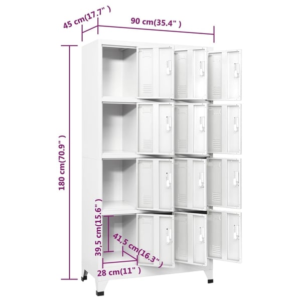 vidaXL Garderobeskap med 12 rom 90x45x180 cm