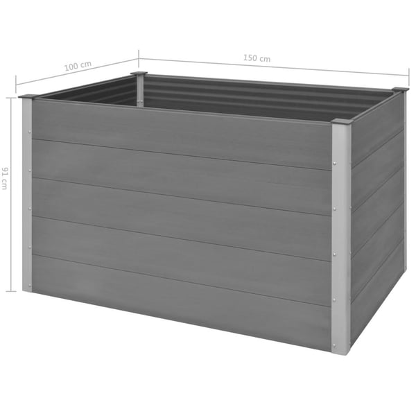 vidaXL forhøjet plantekasse 150x100x91 cm grå WPC