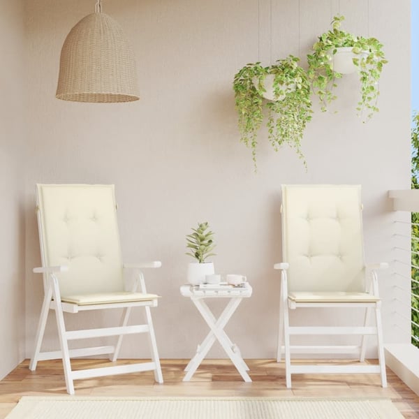 vidaXL stolehynder m. høj ryg 2 stk. 120x50x3 cm stof cremefarvet