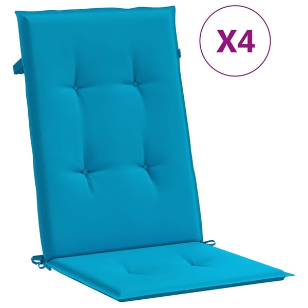 vidaXL stolehynder m. høj ryg 4 stk. 120x50x3 cm stof blå