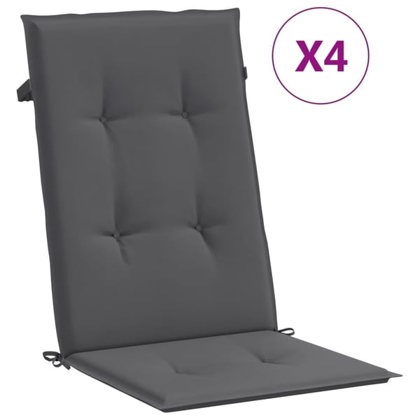 vidaXL stolehynder m. høj ryg 4 stk. 120x50x3 cm stof antracit