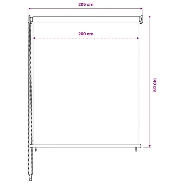 vidaXL Rullaverho ulkotiloihin 200x140 cm Valkoinen