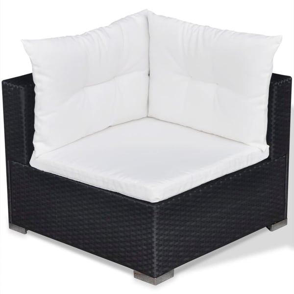 vidaXL haveloungesæt 6 dele med hynder polyrattan sort