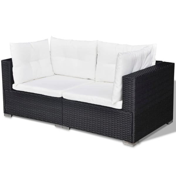 vidaXL haveloungesæt 6 dele med hynder polyrattan sort