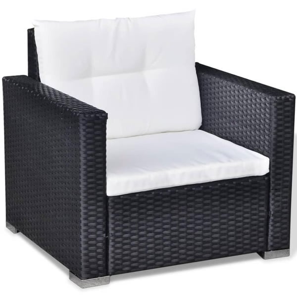 vidaXL haveloungesæt 6 dele med hynder polyrattan sort