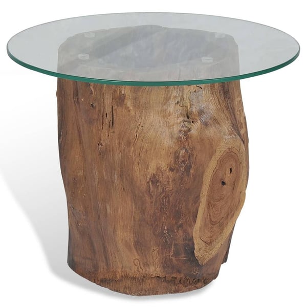 vidaXL sofabord 50x40 cm teaktræ glas