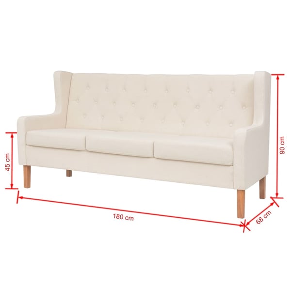 vidaXL 3-personers sofa stof cremehvid