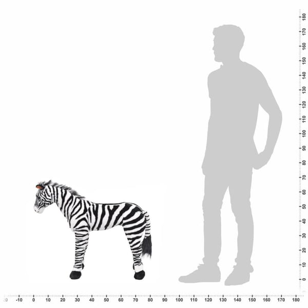 vidaXL Stående lekezebra plysj svart og hvit XXL