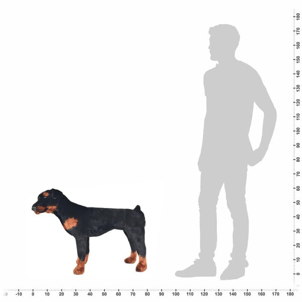 vidaXL Stående lekehund rottweiler plysj svart og brun XXL