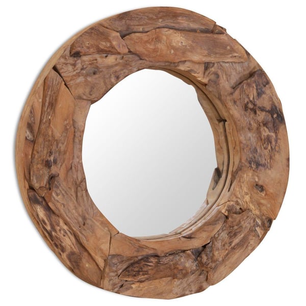 vidaXL Dekorativt speil teak 60 cm rundt