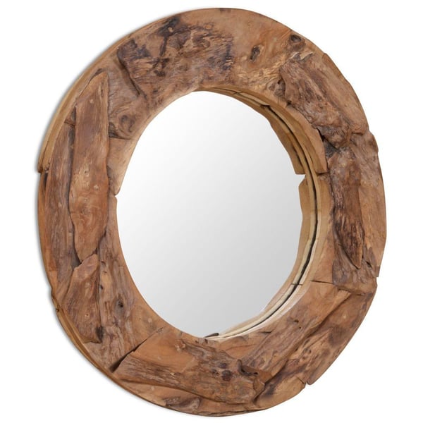 vidaXL Dekorativt speil teak 80 cm rundt