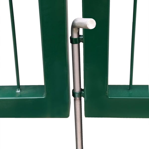 vidaXL Hagegjerdeport med stolper 350x100 cm stålgrønn