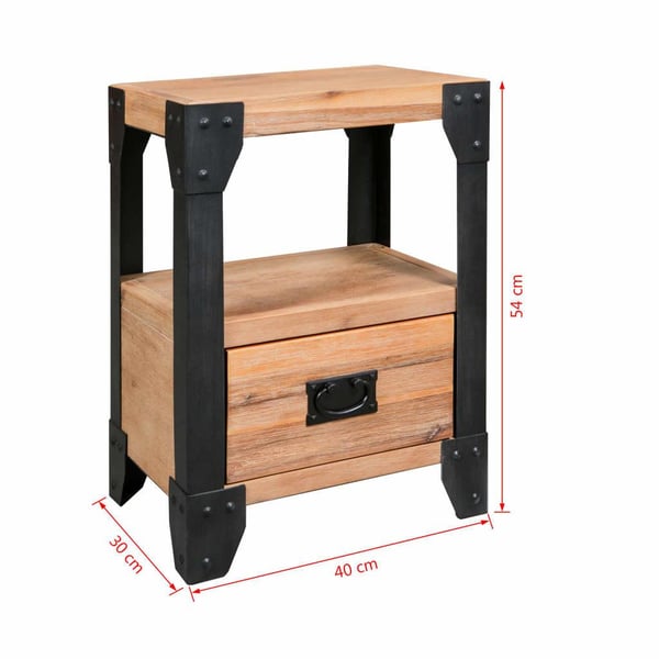 vidaXL Nattbord heltre akasie stål 40x30x54 cm