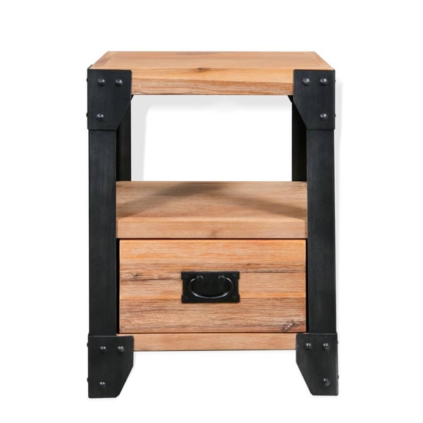 vidaXL Nattbord heltre akasie stål 40x30x54 cm