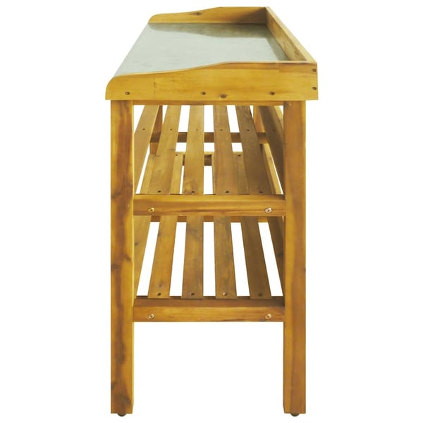 vidaXL Plantebenk med 2 hyller heltre akasie og sink
