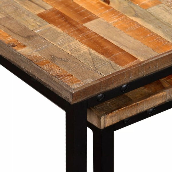 vidaXL Settbord salongbord 2 deler heltre gjennvunnet teak change2